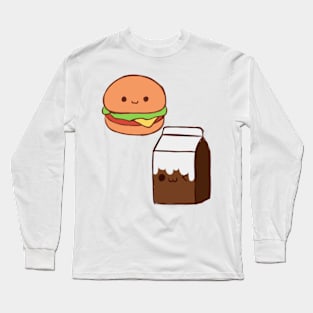 Orange hamburger 🍔 and brown milk 🥛 Long Sleeve T-Shirt